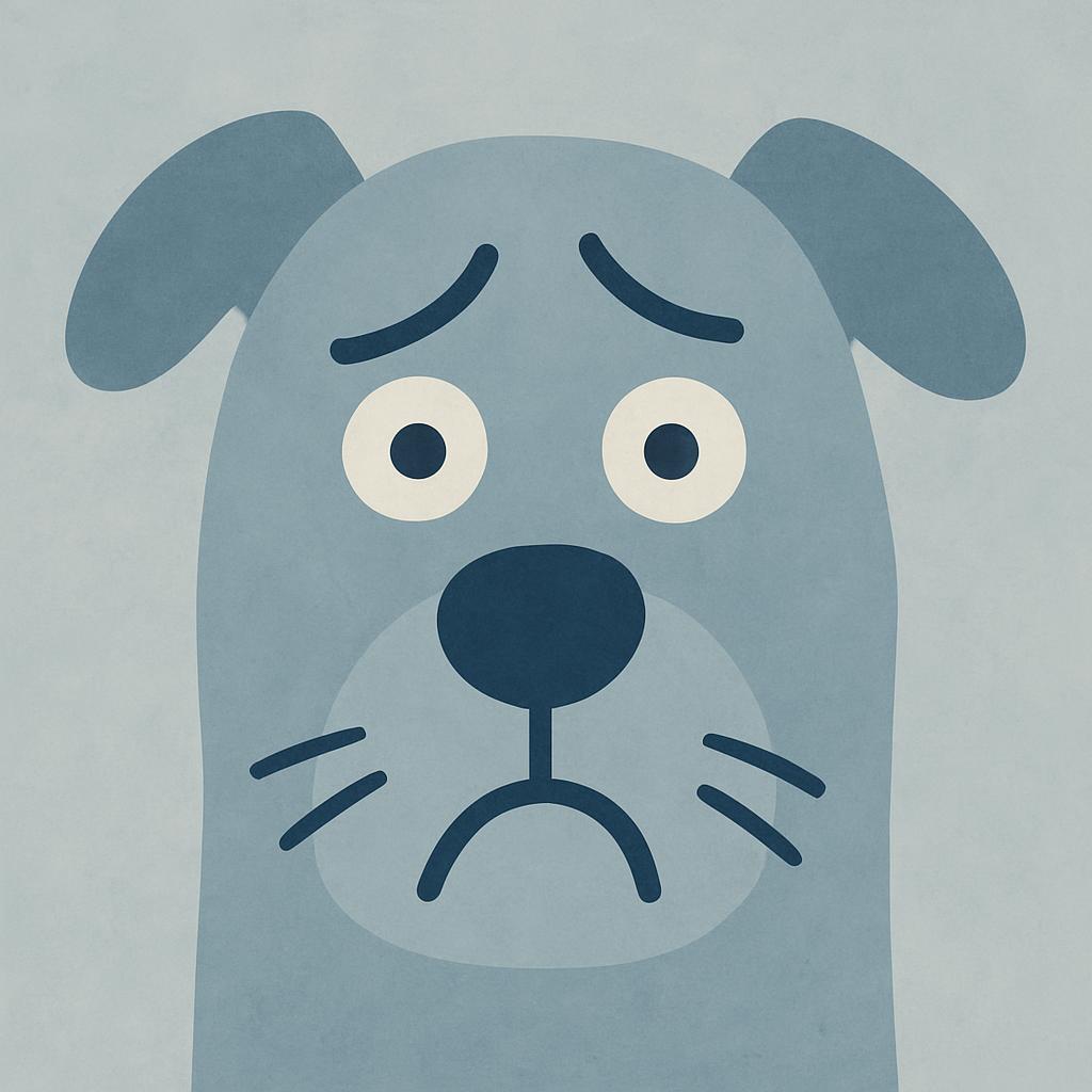 Illustration of an anxious dog face
